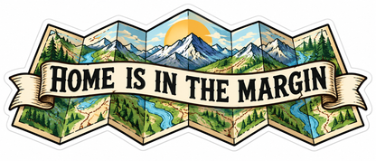 Home Is in the Margin Folded Mountain Map Vinyl Decal Stickers