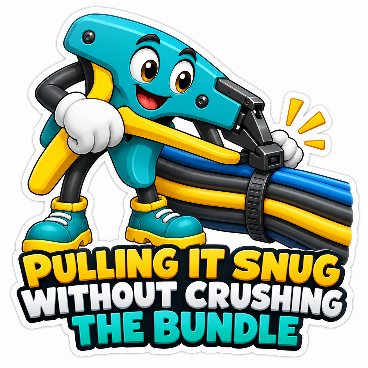 Teal Cable Tie Tool Character Binding Wires Vinyl Decal Stickers