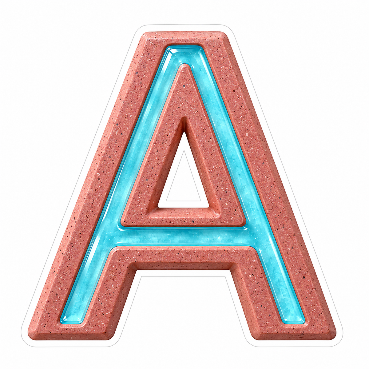 Rose Cyan Inset Capital Letter A Art Vinyl Decal Stickers