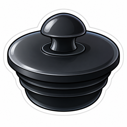Glossy Black Round Ribbed Plug with Knob Vinyl Decal Stickers