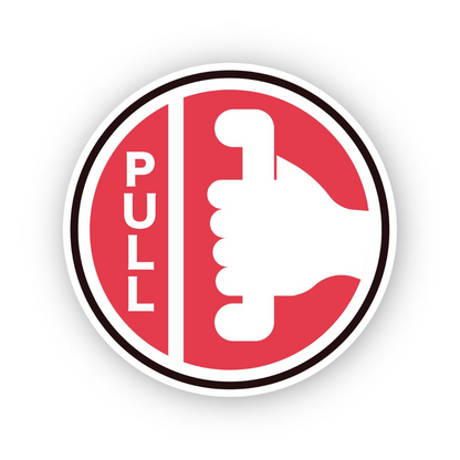 Red Pull Hand Handle Circle Vinyl Decal Stickers