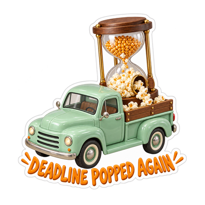 Green Pickup with Popcorn Hourglass Art Vinyl Decal Stickers