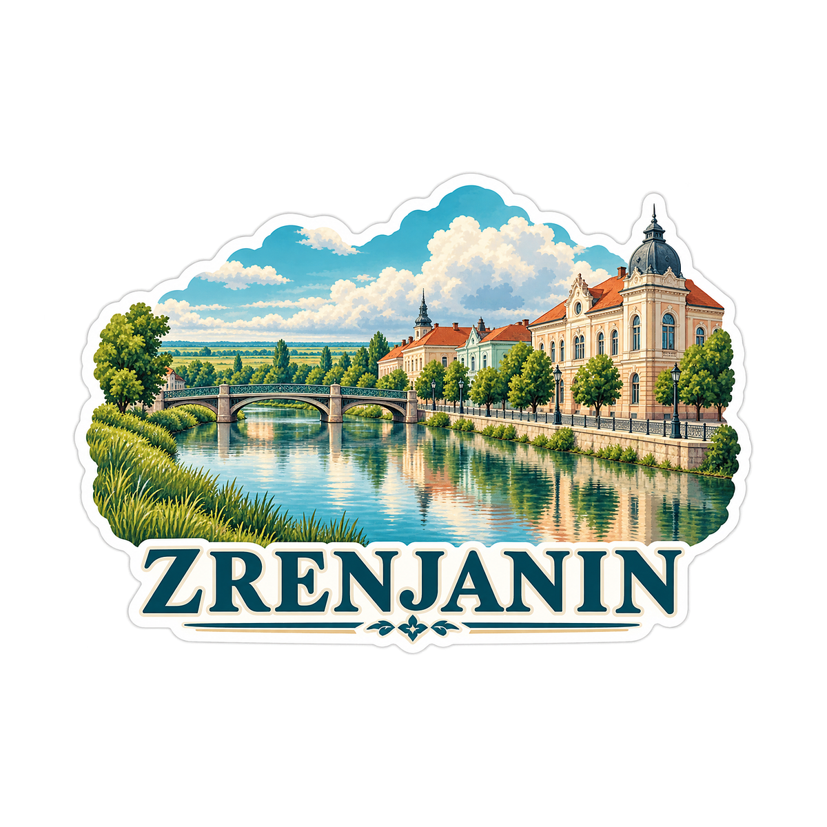 Zrenjanin Riverside Buildings Landscape Vinyl Decal Stickers