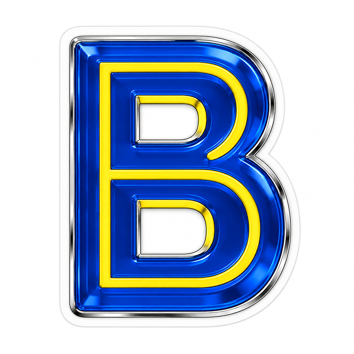 Sapphire Blue Letter B with Yellow Line Art Vinyl Decal Stickers