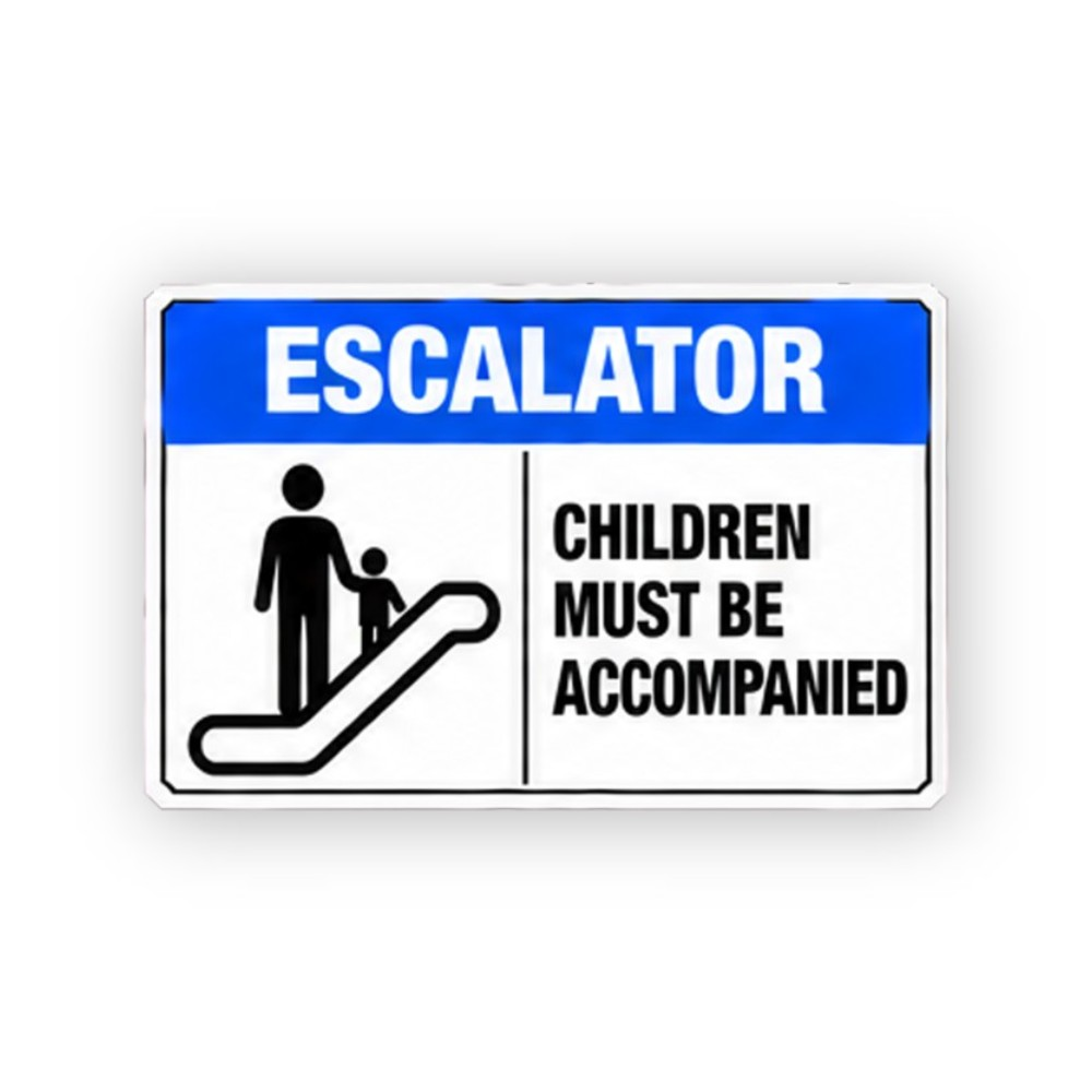 Blue Escalator Adult Child Figure Panel Vinyl Decal Stickers