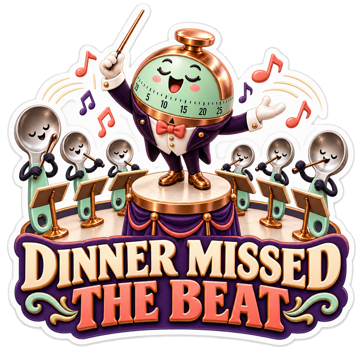 Kitchen Timer Conducting Spoon Orchestra Art Vinyl Decal Stickers