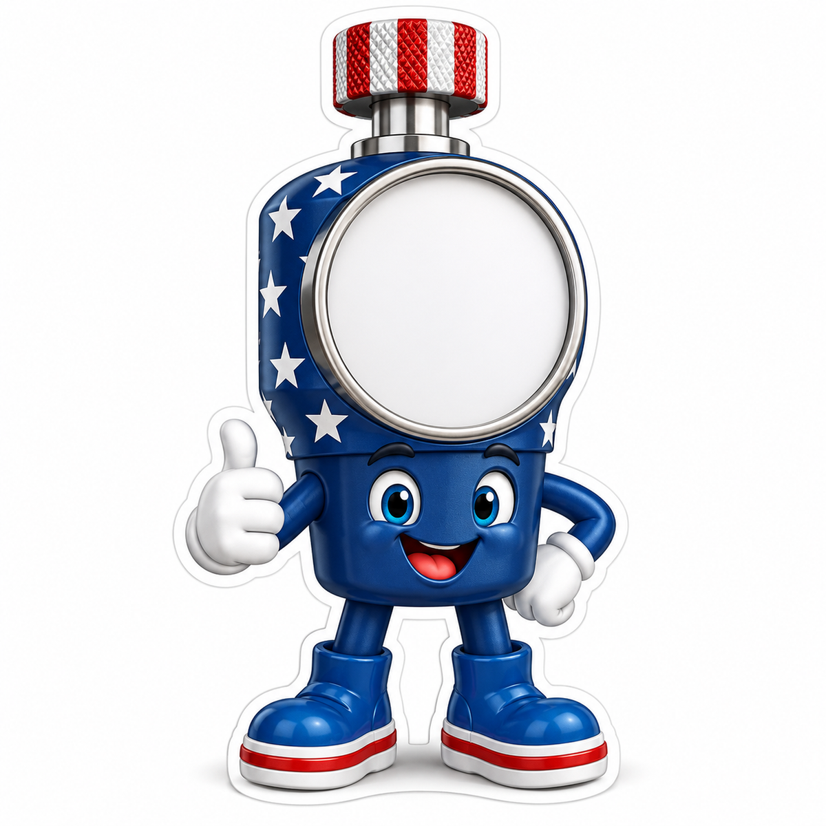 Patriotic Round Dial Mascot with Striped Knob Vinyl Decal Stickers
