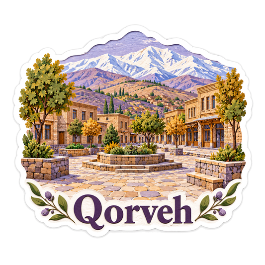 Qorveh Mountain Plaza Fountain Art Vinyl Decal Stickers