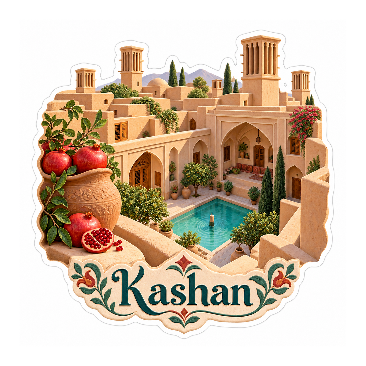 Kashan Wind Tower Courtyard Art Vinyl Decal Stickers