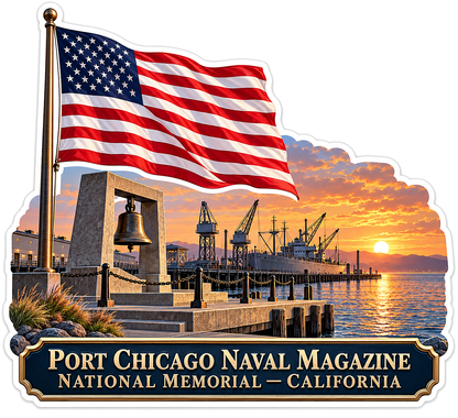 California Harbor Bell Memorial US Flag Art Vinyl Decal Stickers