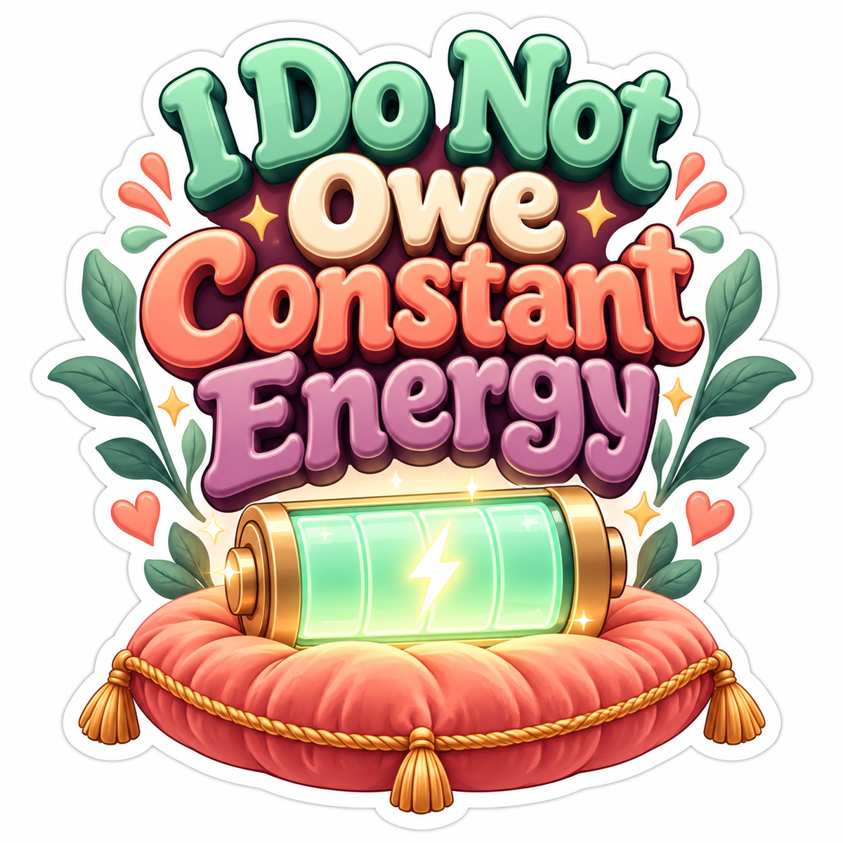 Colorful Energy Lettering and Battery Cushion Vinyl Decal Stickers