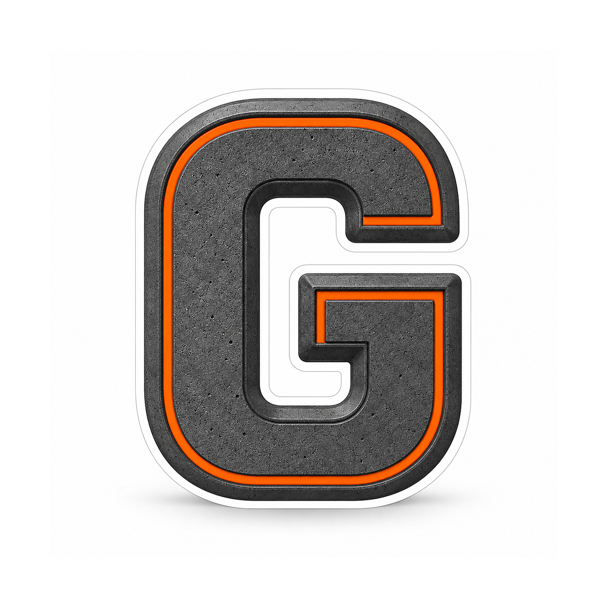 Graphite Letter G with Orange Outline Art Vinyl Decal Stickers