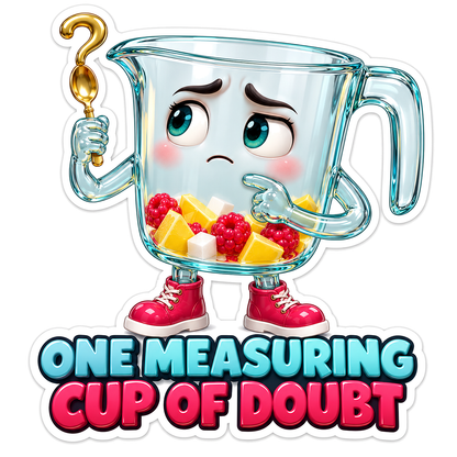 Glass Fruit Measuring Jug Holding Question Mark Vinyl Decal Stickers