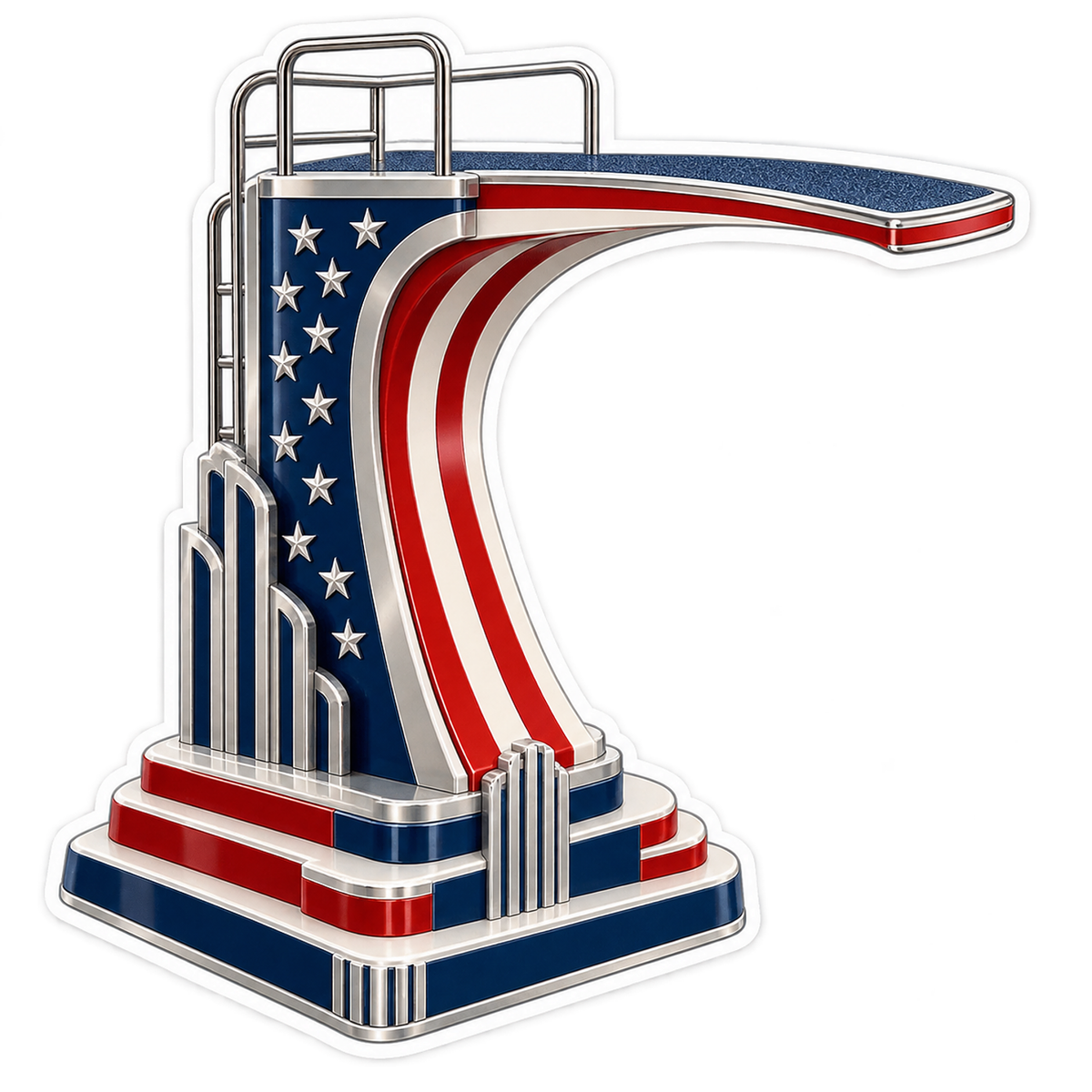 US Flag Diving Platform Art Vinyl Decal Stickers