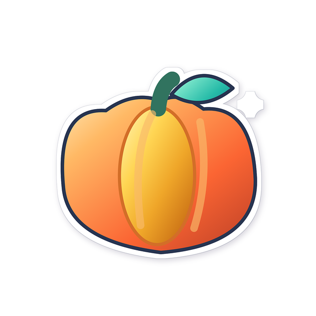 Orange Pumpkin With Green Stem and Leaf Art Vinyl Decal Stickers