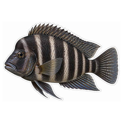 Dark Cichlid with Pale Vertical Bands Vinyl Decal Stickers