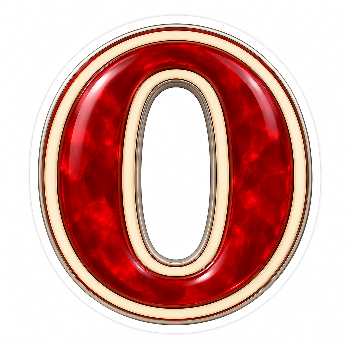 Ruby Marbled Serif Letter O with Ivory Trim Vinyl Decal Stickers