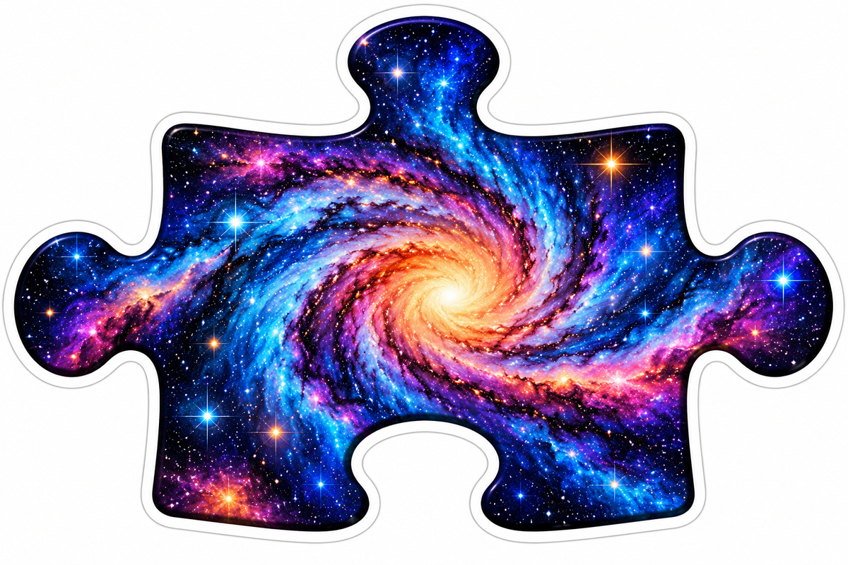Spiral Galaxy inside Jigsaw Puzzle Piece Vinyl Decal Stickers