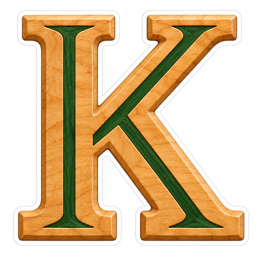 Honey Wood Green Inlay Letter K Art Vinyl Decal Stickers