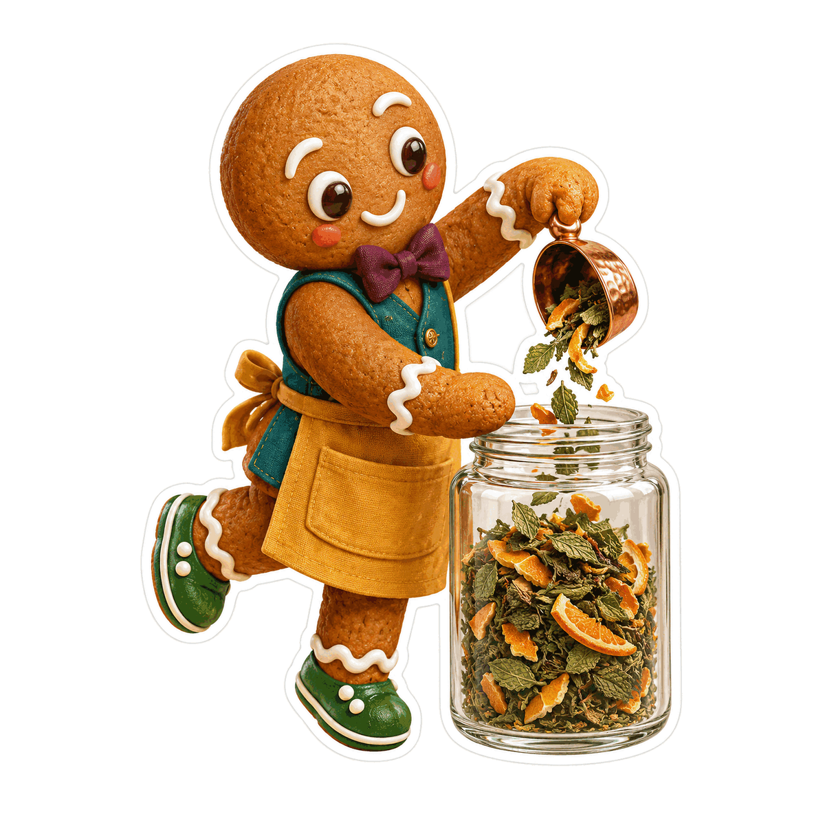 Gingerbread Figure Filling Dried Leaf Jar Art Vinyl Decal Stickers
