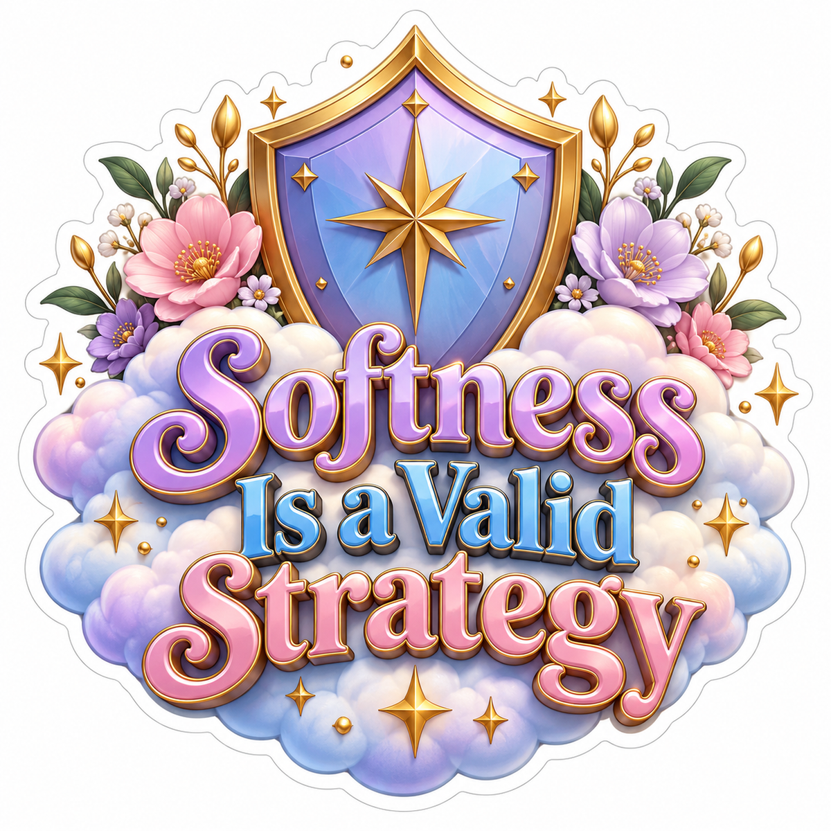 Purple Shield Softness Strategy Quote Art Vinyl Decal Stickers