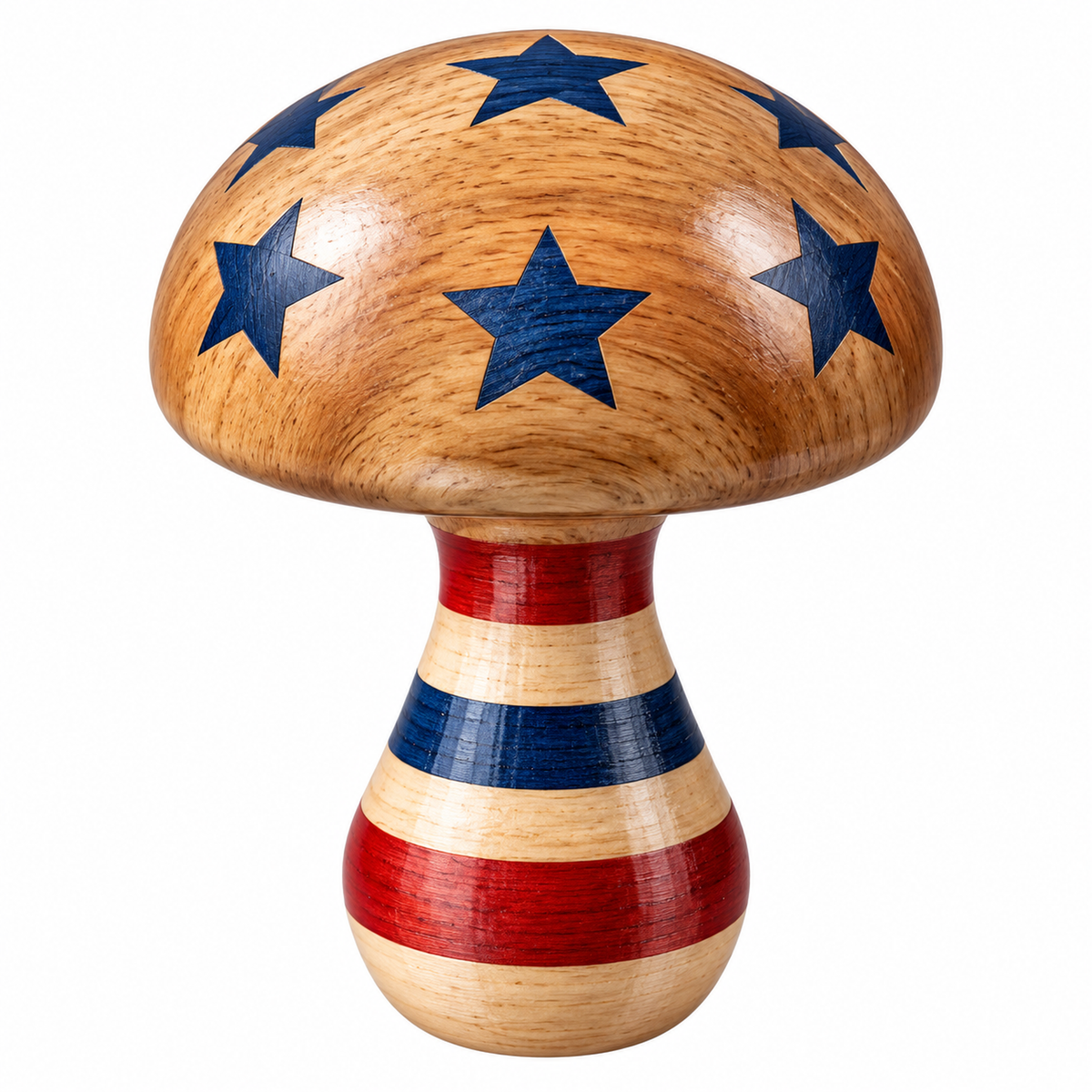 Wooden Mushroom Darning Tool with Blue Stars Vinyl Decal Stickers