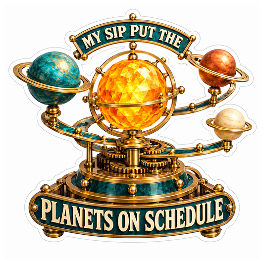 Golden Sun and Planets on Geared Model Art Vinyl Decal Stickers