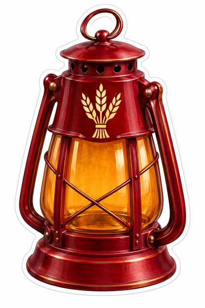 Red Lantern with Golden Wheat Emblem Vinyl Decal Stickers