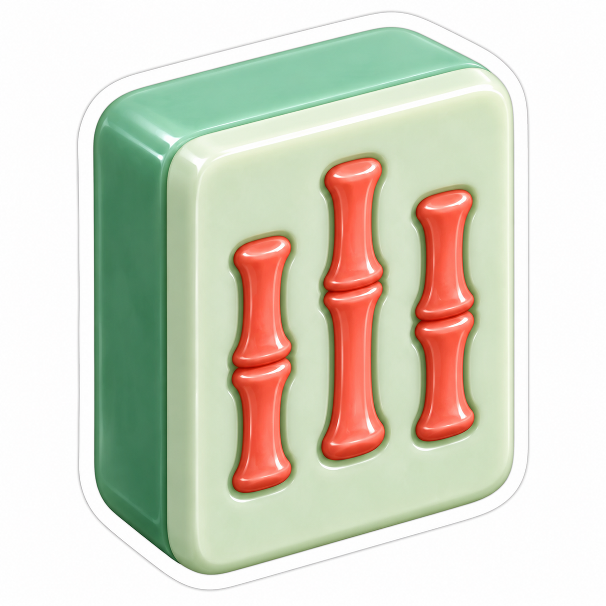 Mint Tile With Three Coral Bamboo Symbols Art Vinyl Decal Stickers