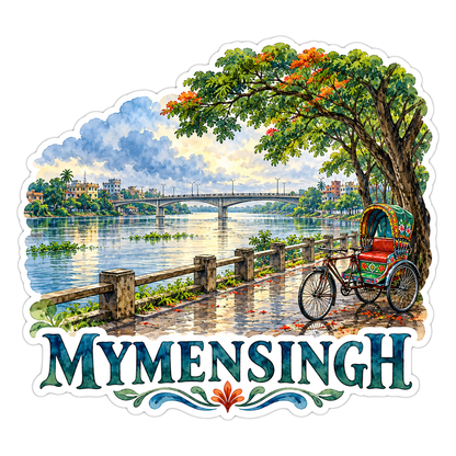 Mymensingh River Rickshaw Travel Art Vinyl Decal Stickers