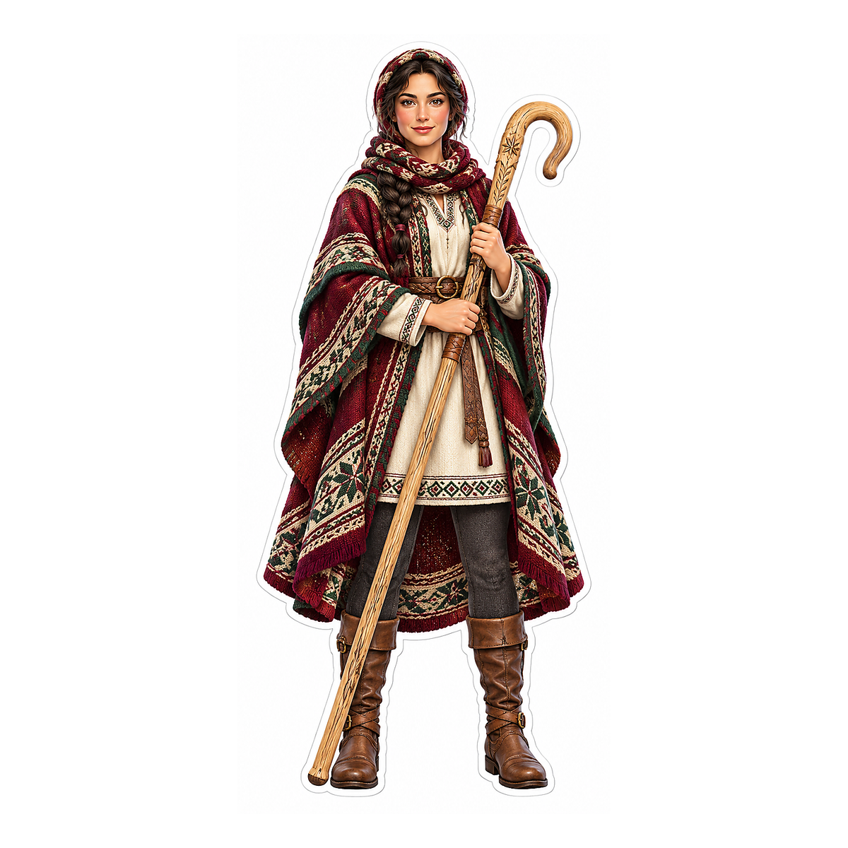 Burgundy Pattern Cloak Shepherdess Art Vinyl Decal Stickers