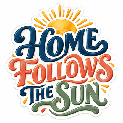 Home Follows the Sun Colorful Quote Vinyl Decal Stickers
