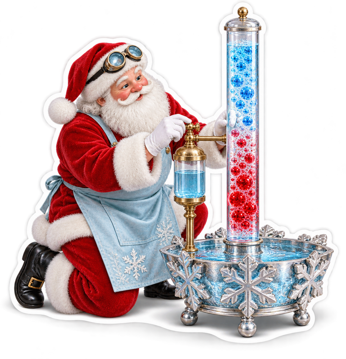 Santa Studying Colorful Glass Column Art Vinyl Decal Stickers