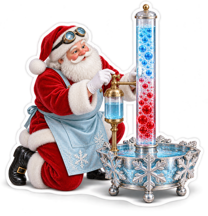 Santa Studying Colorful Glass Column Art Vinyl Decal Stickers