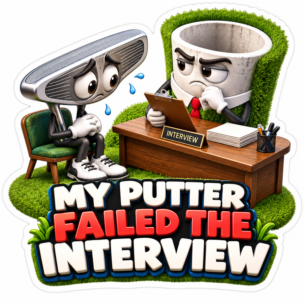 Putter Interview Golf Funny Quote Art Vinyl Decal Stickers
