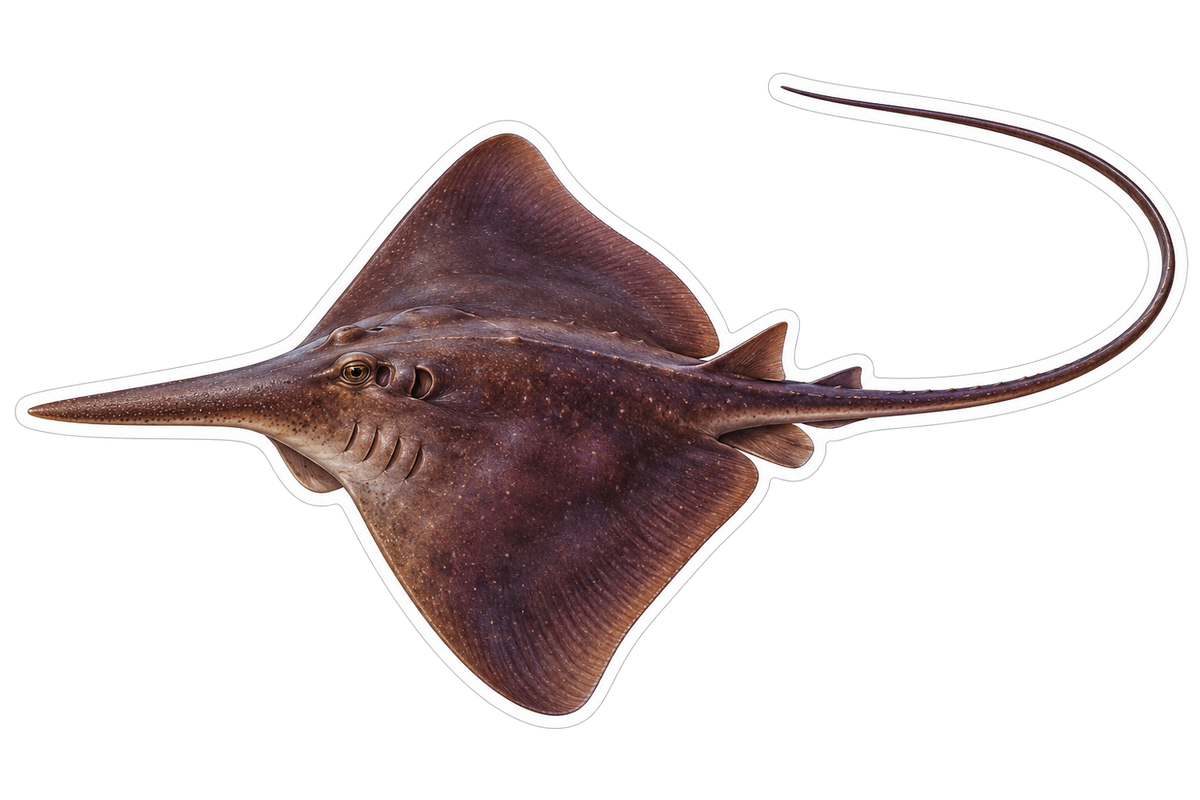 Brown Long Tailed Stingray Vinyl Decal Stickers
