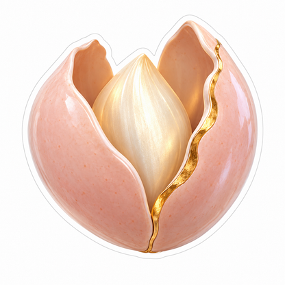 Pink Shell with Golden Seam and Cream Center Vinyl Decal Stickers