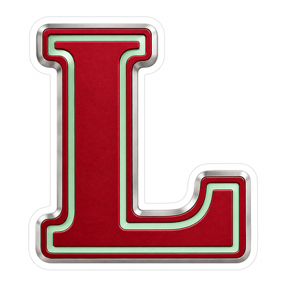 Cranberry Red Mint Trim Letter L Vinyl Decal Stickers