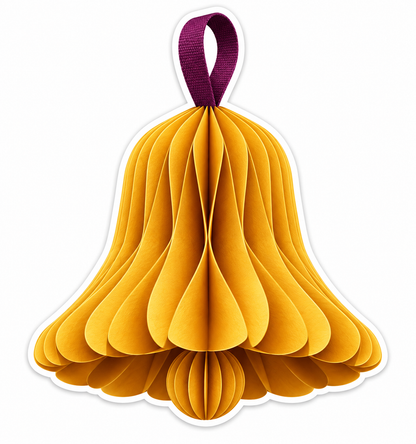 Golden Paper Bell Ornament with Burgundy Loop Vinyl Decal Stickers