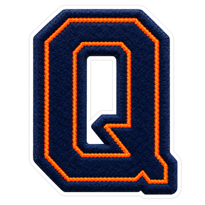 Navy Felt Orange Stitch Letter Q Vinyl Decal Stickers
