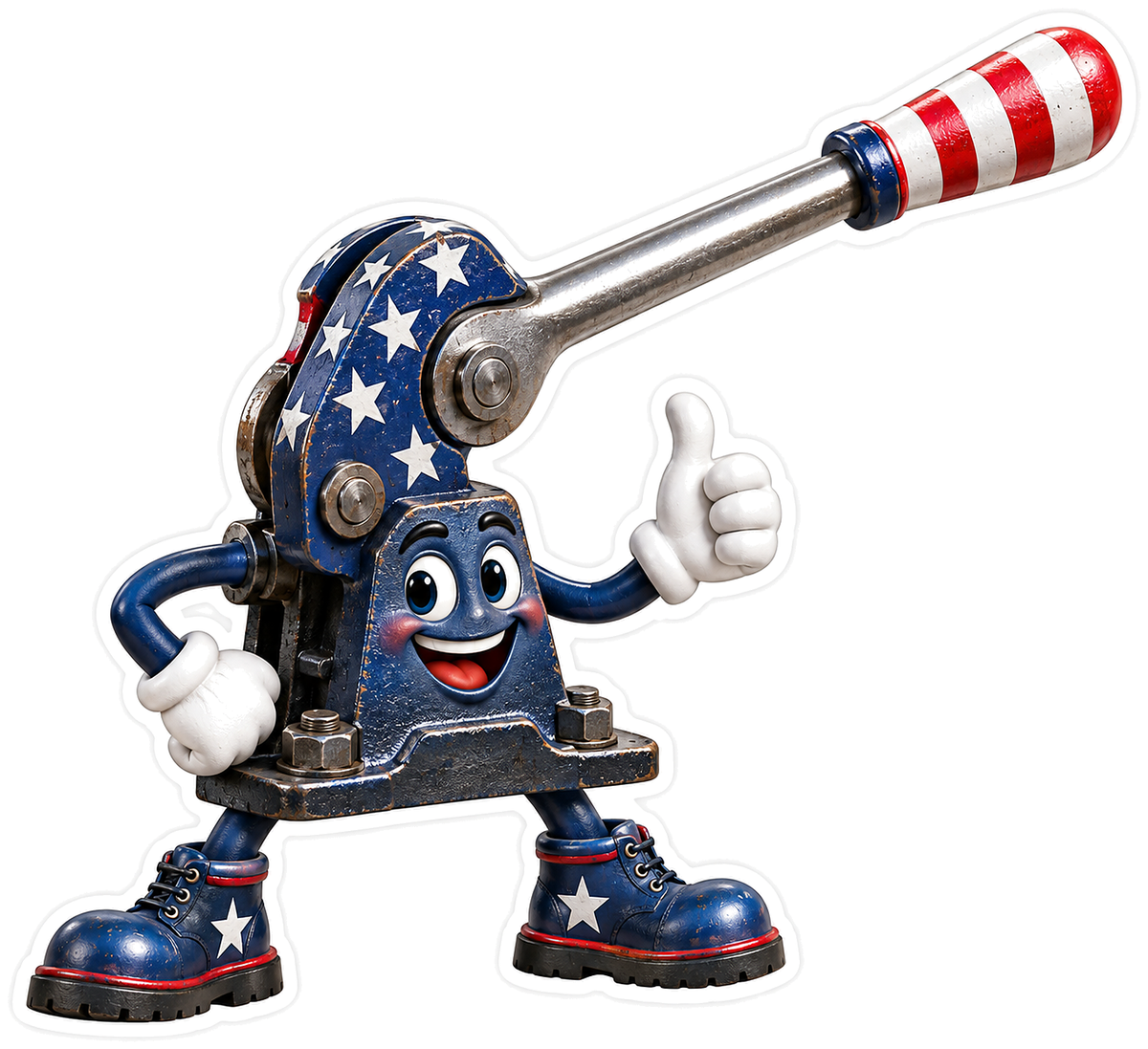 Patriotic Long Lever Machine Mascot Art Vinyl Decal Stickers