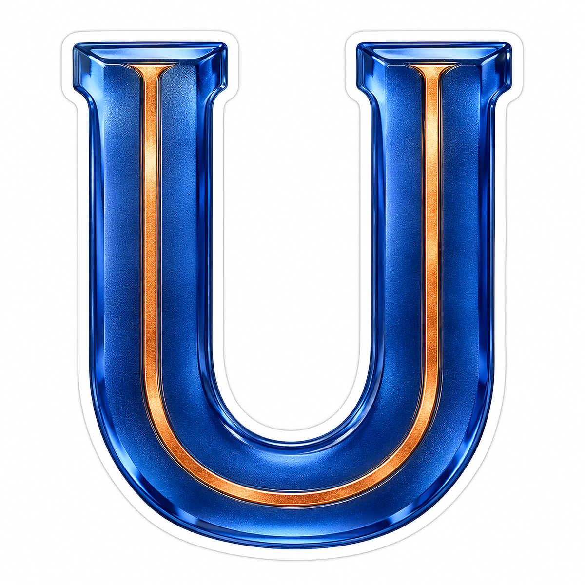 Indigo Glass Copper Inlay Letter U Art Vinyl Decal Stickers