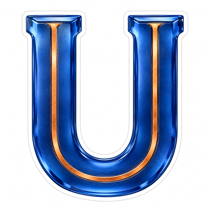 Indigo Glass Copper Inlay Letter U Art Vinyl Decal Stickers