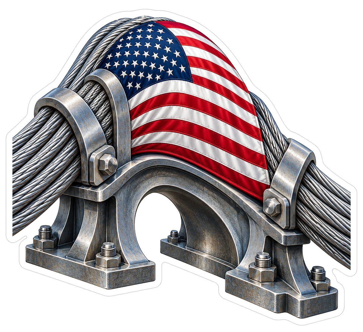 American Flag Bridge Cable Saddle Art Vinyl Decal Stickers