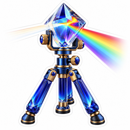 Rainbow Prism on Blue and Gold Tripod Art Vinyl Decal Stickers