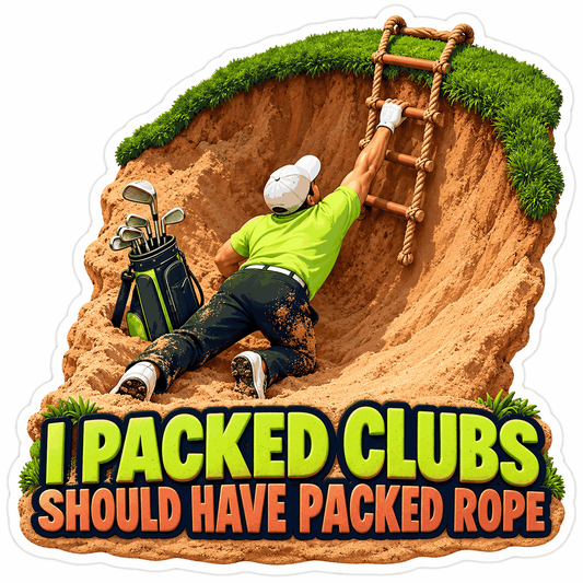 Golfer Climbing Rope Ladder Sand Bunker Art Vinyl Decal Stickers