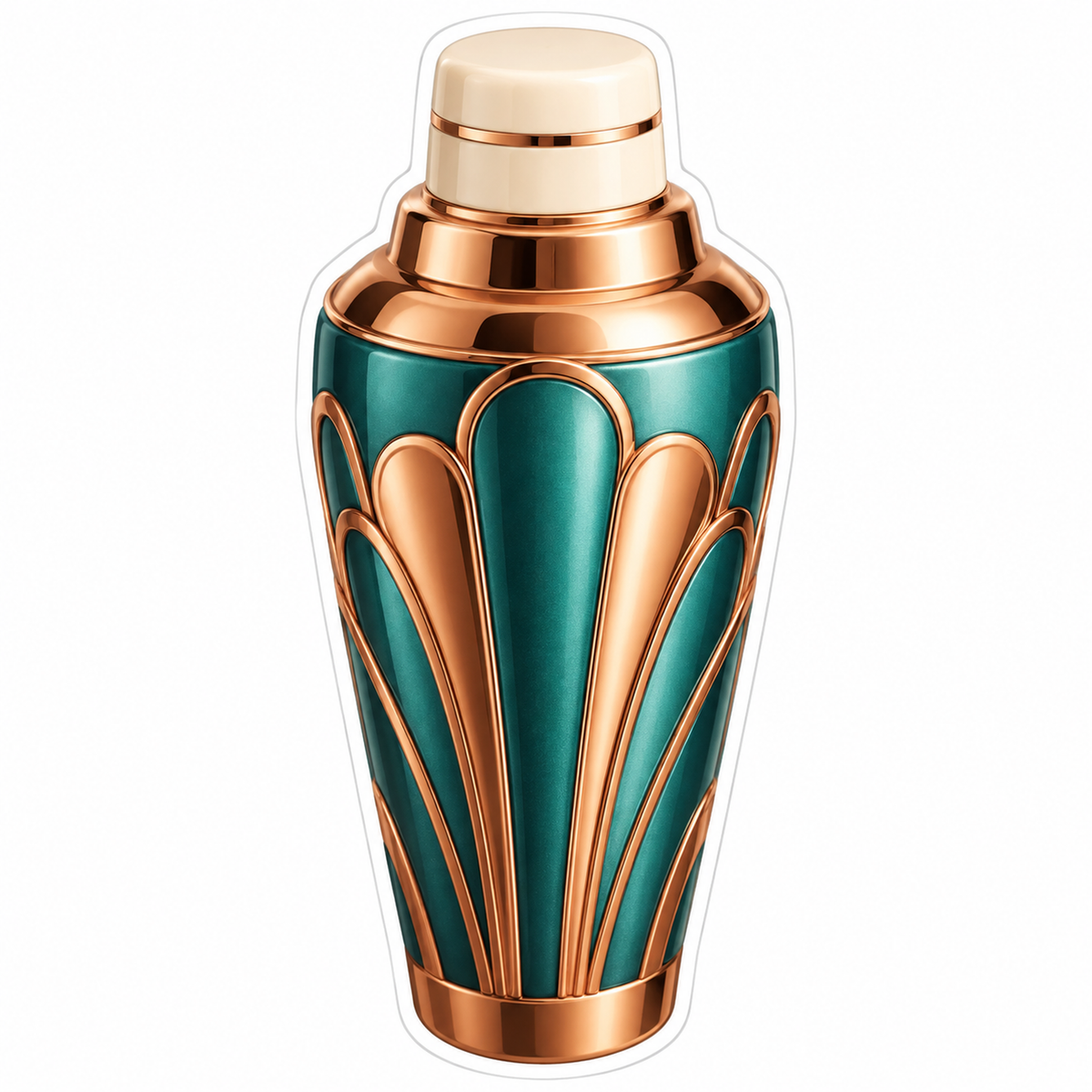 Teal Copper Shaker with Stepped Gold Bands Vinyl Decal Stickers