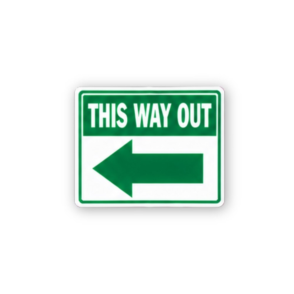 Green This Way Out Compact Left Arrow Panel Vinyl Decal Stickers