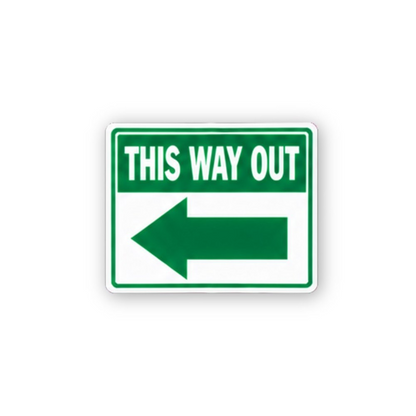 Green This Way Out Compact Left Arrow Panel Vinyl Decal Stickers