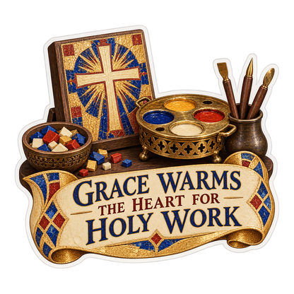 Cross Mosaic Paint Brushes Faith Art Vinyl Decal Stickers